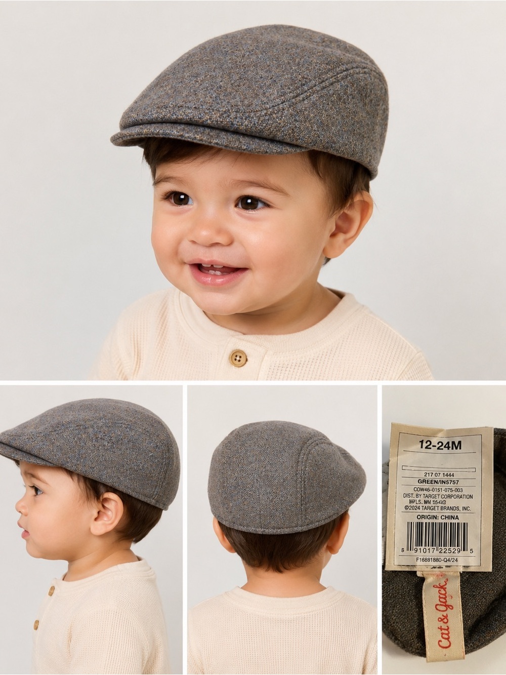 Cat & Jack Toddler Drive Hat Gray Wool Blend Size 12-24 Months
